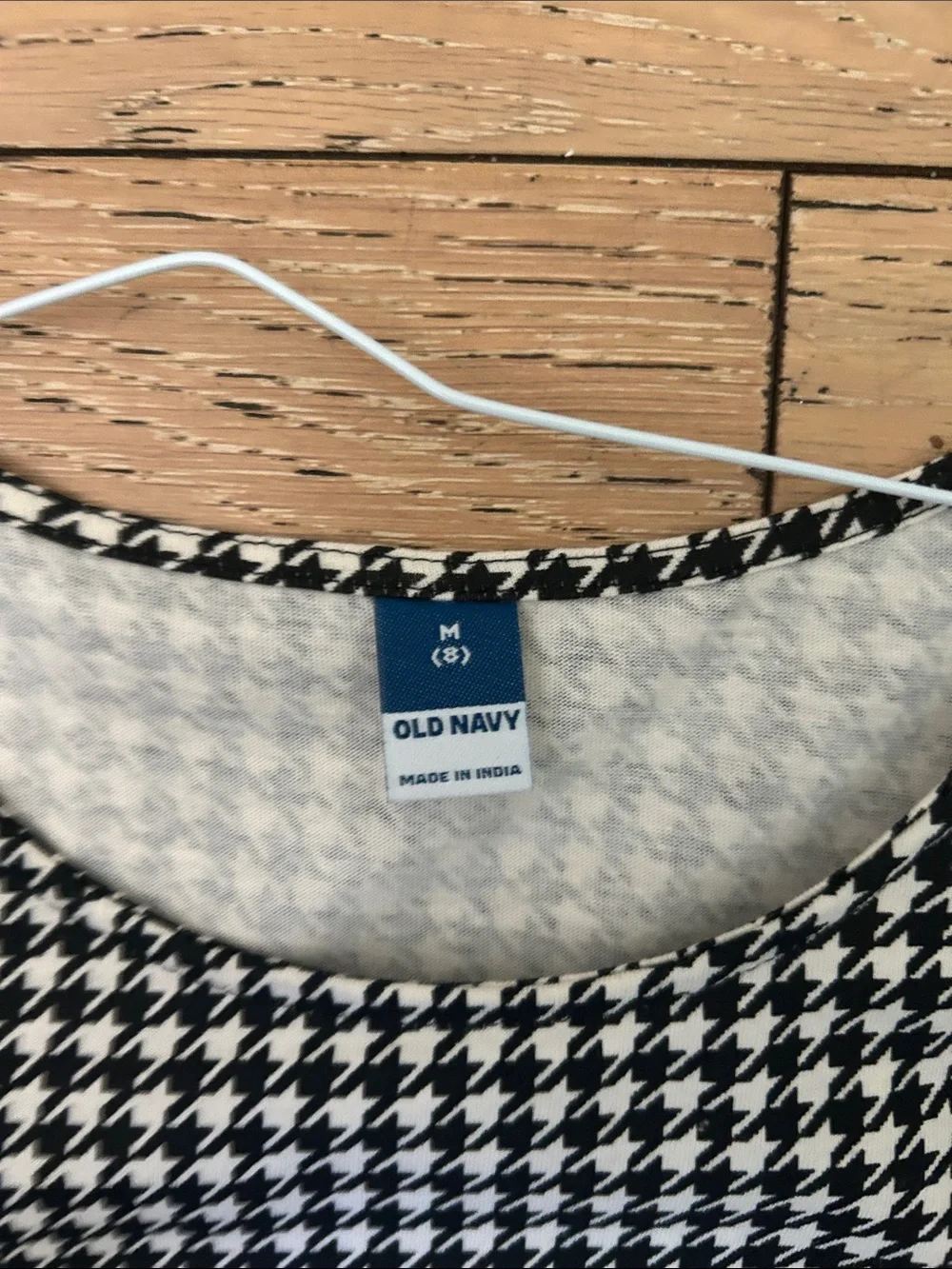 Old Navy Black and White Houndstooth Fit-and-Flare Dress